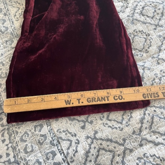 NWT Marella Burgundy Crushed Velvet Wide Leg Pants Sz 10 Quiet Luxury Designer - Picture 9 of 13